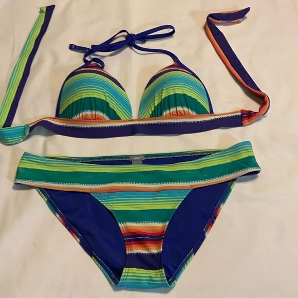 American Eagle Aerie Size Large bottom/Size Medium top bikini multicolor NWOT - Picture 1 of 8